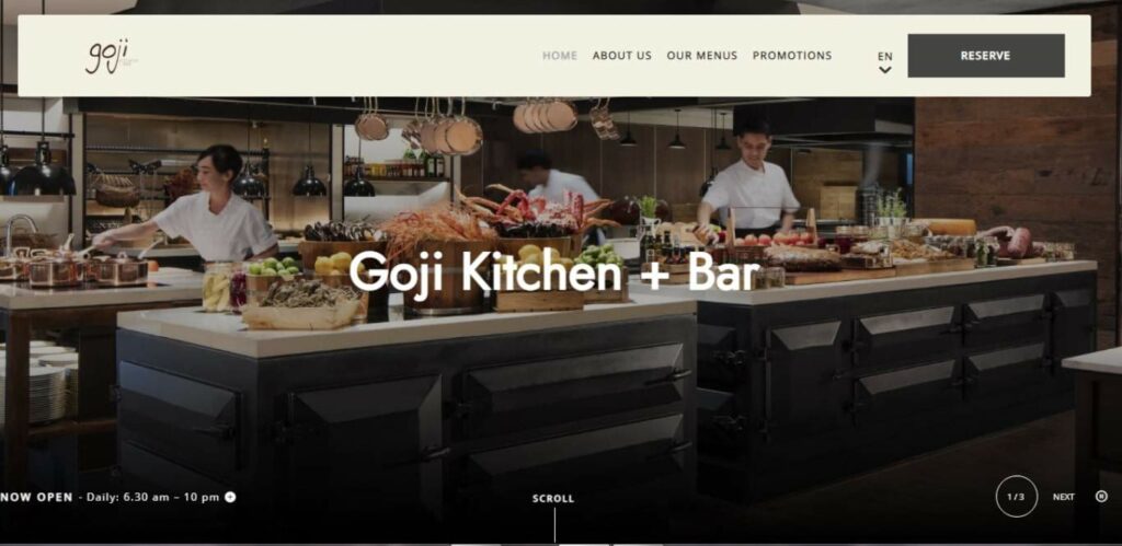 Goji Kitchen+Bar Homepage