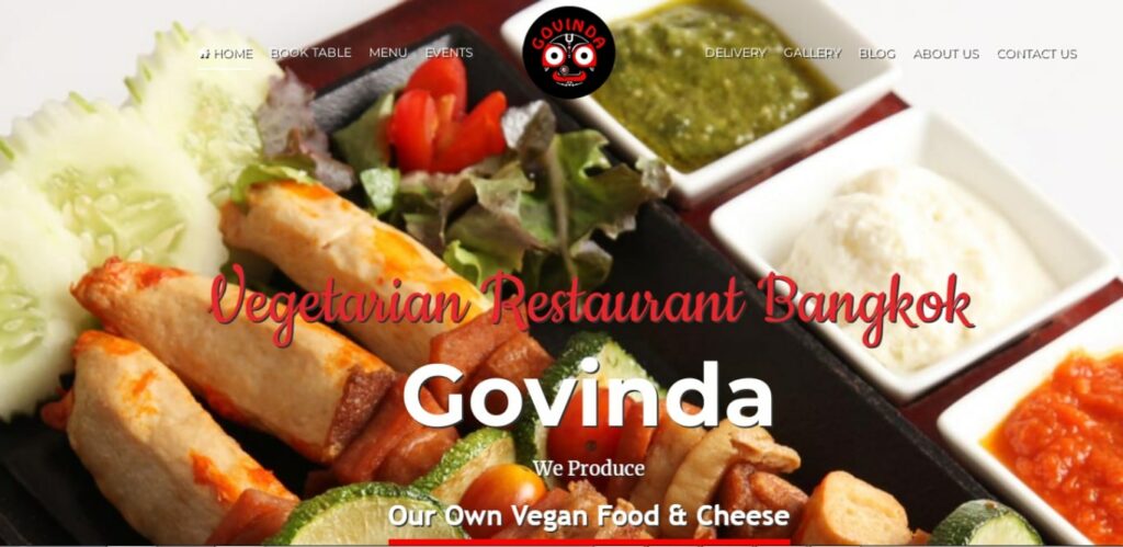 Govinda Vegetarian Vegan Restaurant in Bangkok Homepage