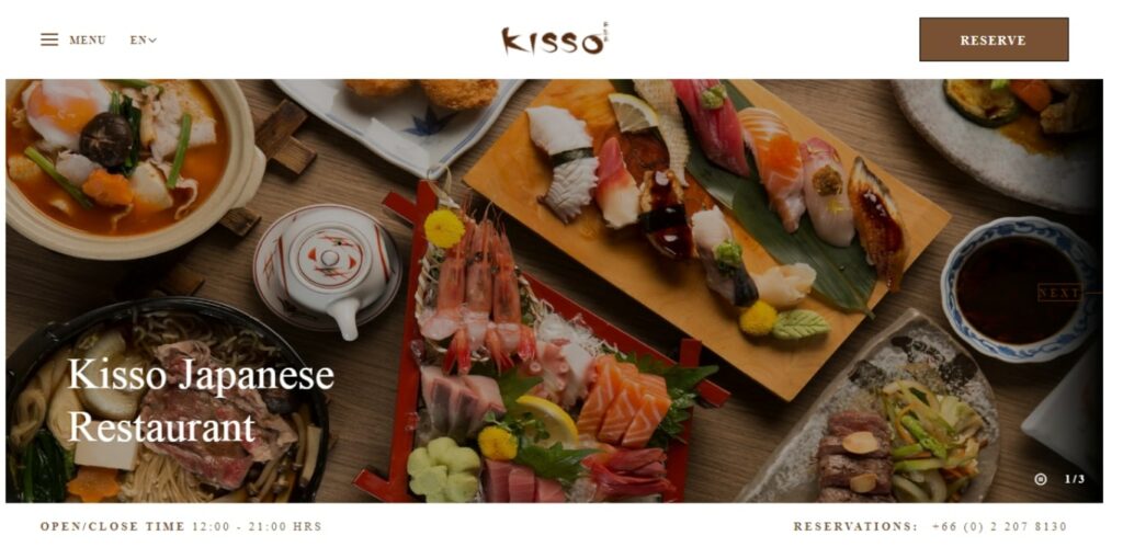 Kisso Japanese Restaurant Homepage