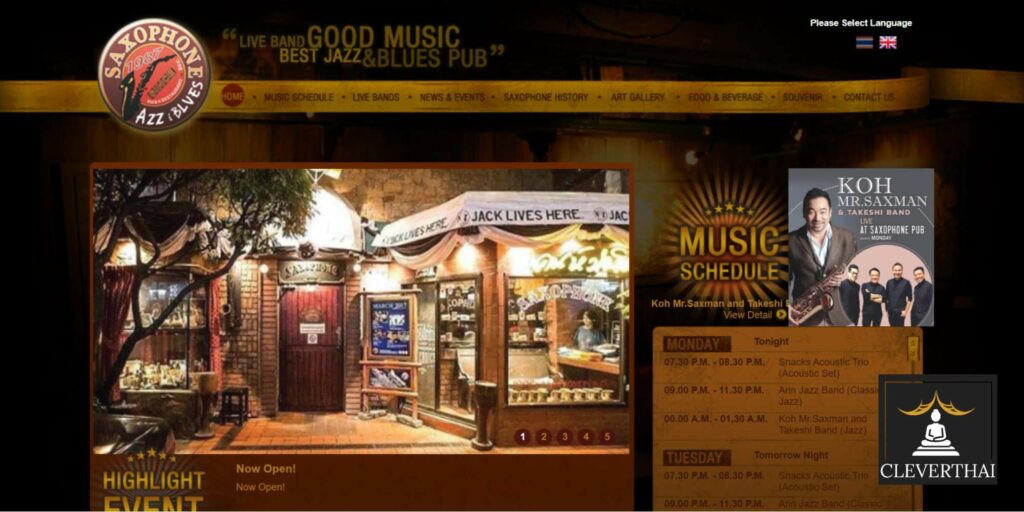 Saxophone Pub & Restaurant Homepage