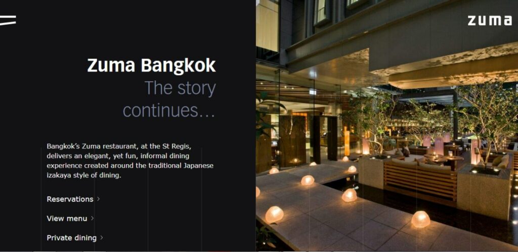 Zuma Bangkok Homepage