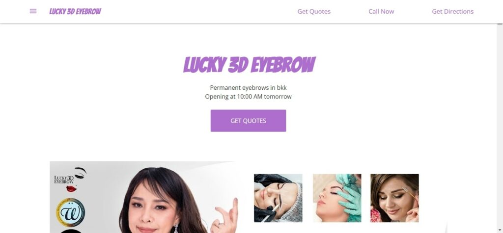 Lucky 3D Eyebrow Homepage