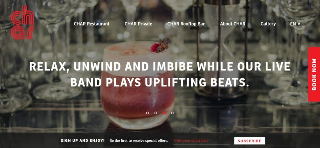 CHAR Restaurant & Rooftop Bar Homepage