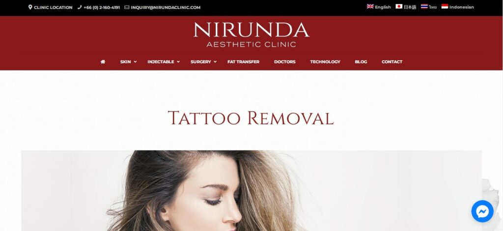 Nirunda Aesthetic Clinic Homepage