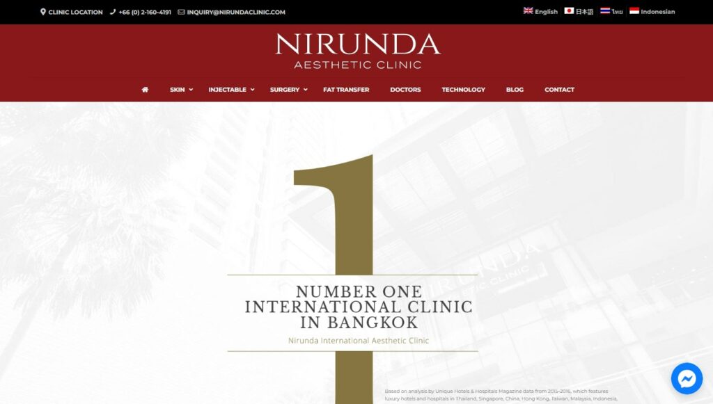 Nirunda International Aesthetic Clinic Homepage