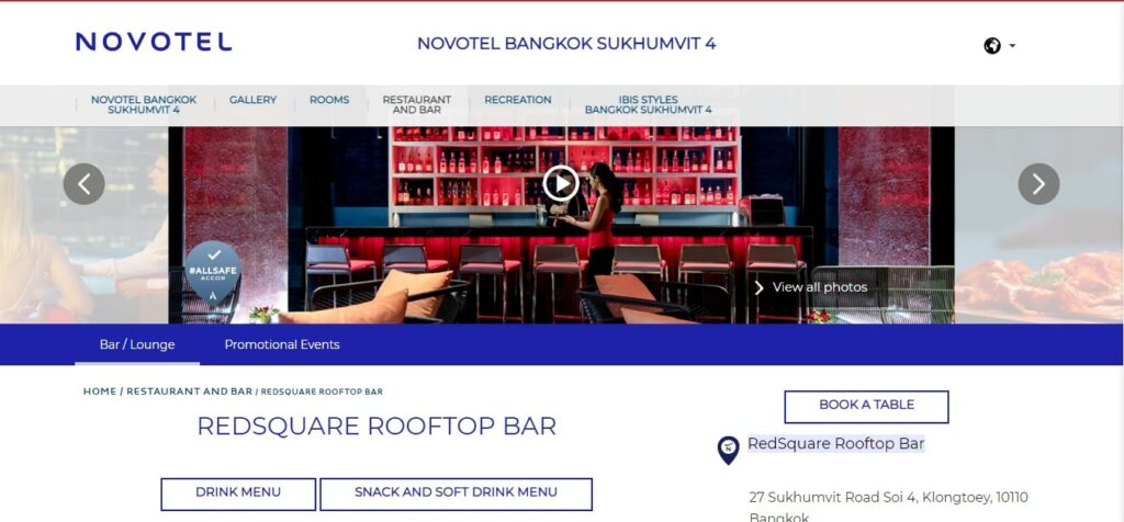 RedSquare Rooftop Bar Homepage