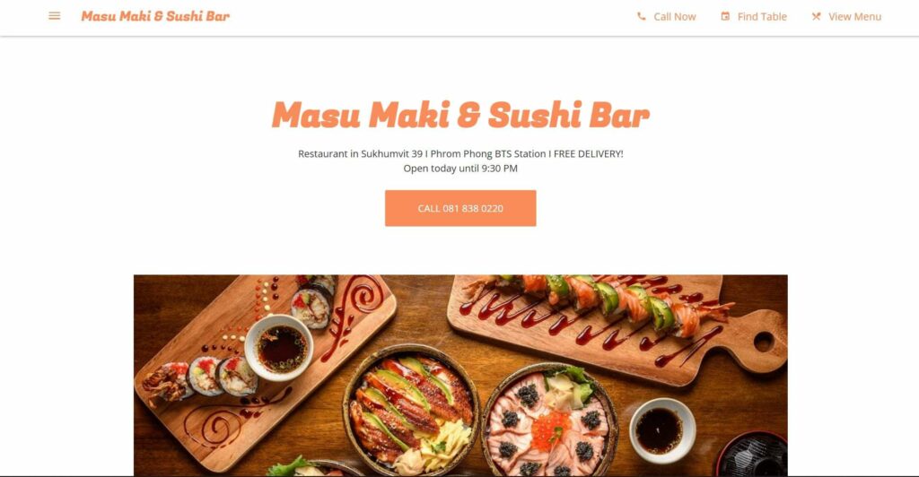 Masu Maki & Sushi Bar Homepage