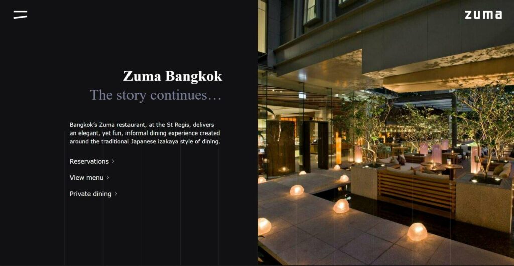 Zuma Bangkok Homepage