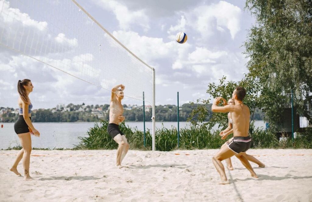 Compete with your family and friends via beach volleyball.