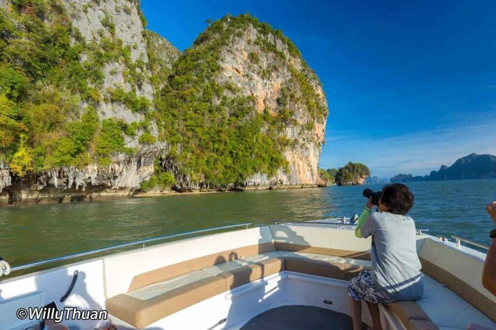 Relax at your private cruise while exploring Phang Nang Bay.