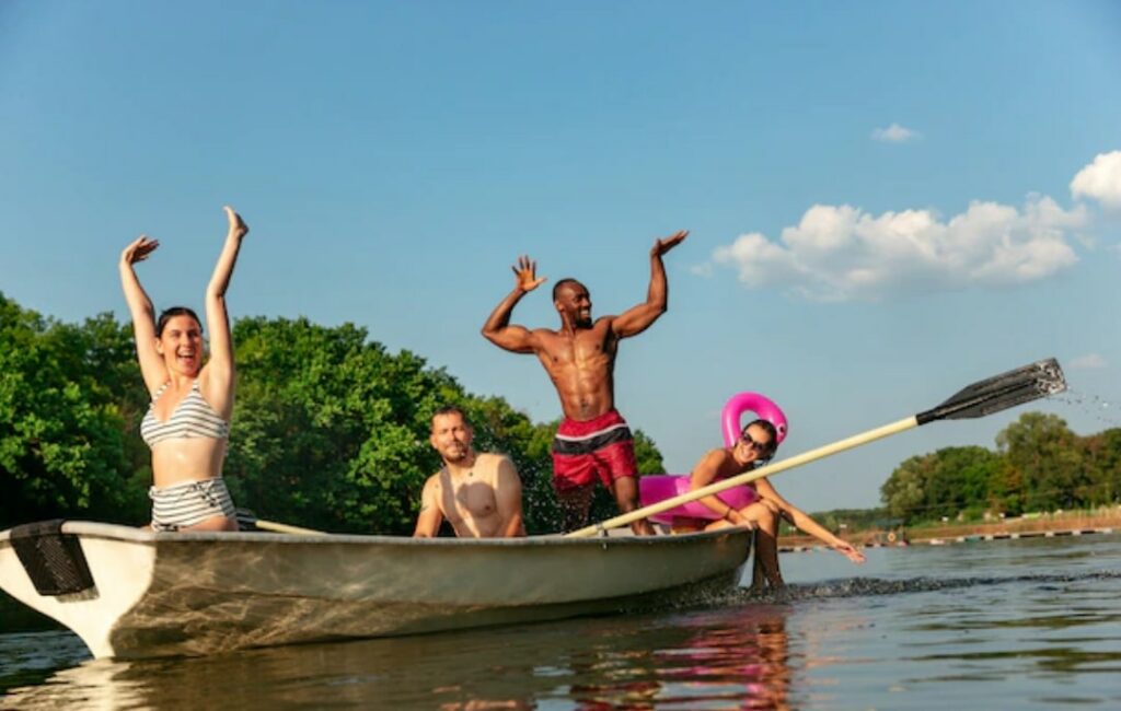 Test your skill with other guests through water jousting.