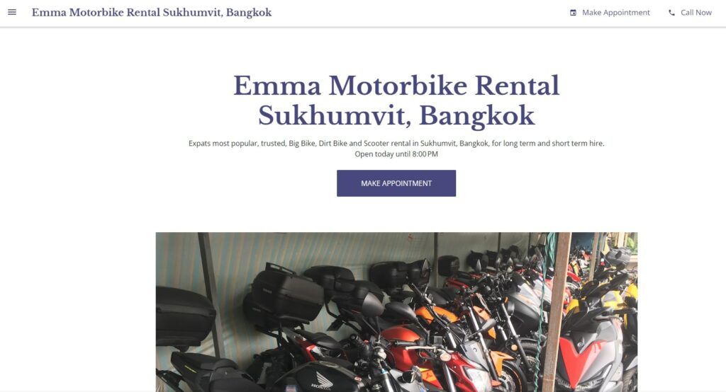 Emma Motorbike Rental Sukhumvit, Bangkok's Homepage